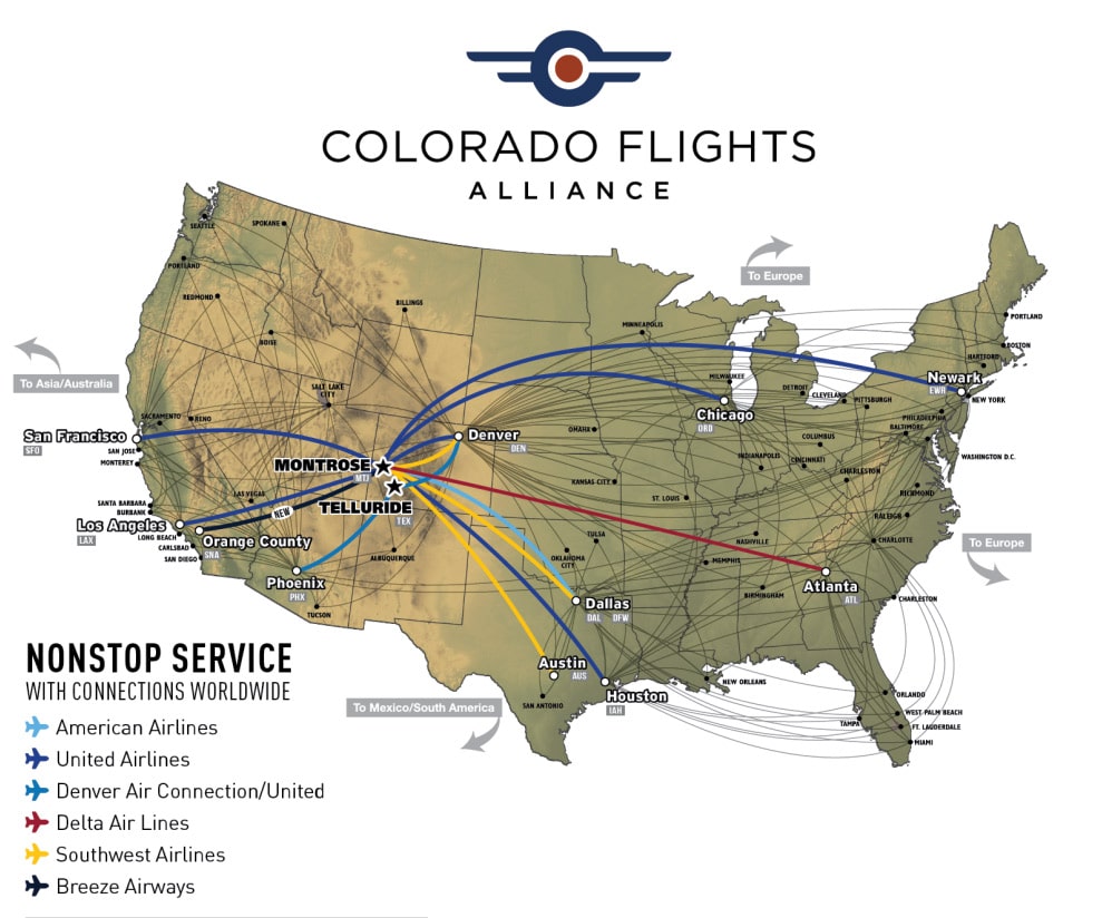 Colorado Flights Alliance winter 2024 25 flight map